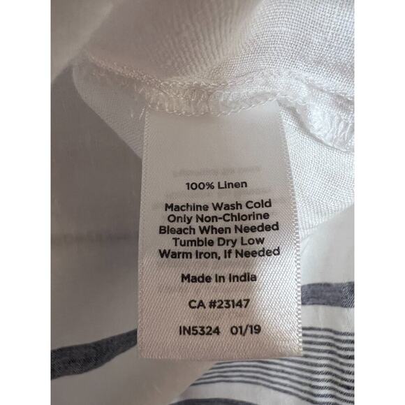 Talbots Size SM White Linen Top With Blue Accents - Picture 4 of 6